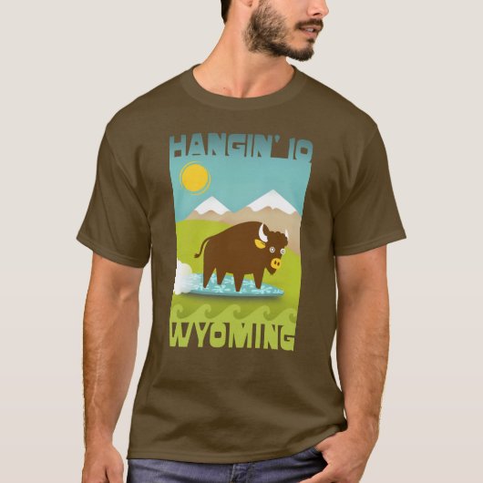 T-shirt Funny hanging 10 surfing buffalo mountains Wyoming (Devant)