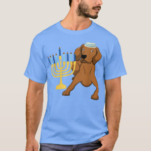 T-shirt Funny Hanukkah Chanukah Vizsla Dog Lover Menorah J