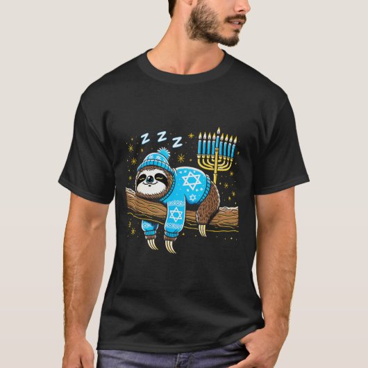 T-shirt Funny Hanukkah Sloth Jewish Chanukah Sleeng Hanukk (Devant)