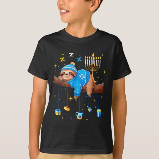 T-shirt Funny Hanukkah Sloth Jewish Chanukah Sleeng Hanukk (Devant)