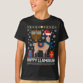 T-shirt Funny Happy Llamakah Llama With Menorah  (Devant)