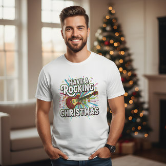 T-shirt Funny Have A Rocking Christmas Guitar Mens Holiday