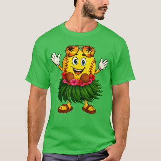 T-shirt Funny Hawaii Softball Ball Hawaiian Tropical Summe