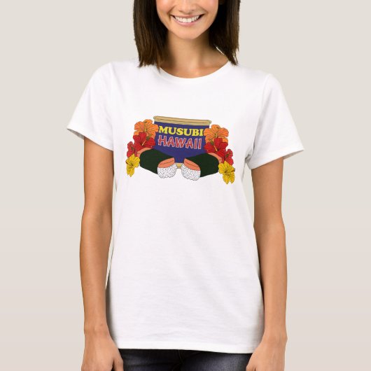 T-shirt Funny Hawaiian Musubi and Hibiscus Flowers (Devant)