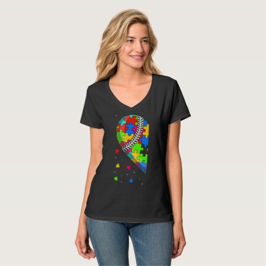 T-shirt Funny Heart Baseball Sensibilisation sur l'autisme (Devant entier)