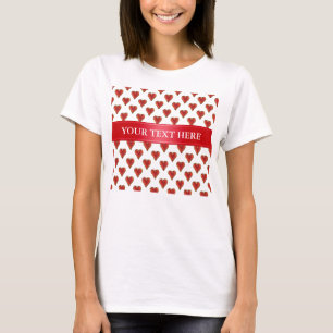 T-shirt Funny Heart Pattern gold red + your backgr. &