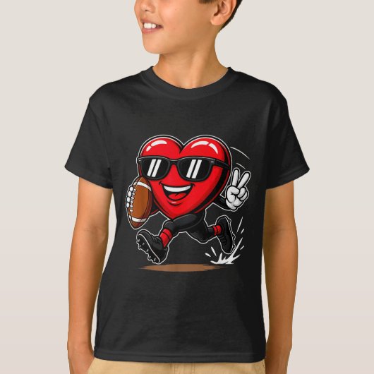T-shirt Funny Heart Playing Football Srts Lover Valentine  (Devant)