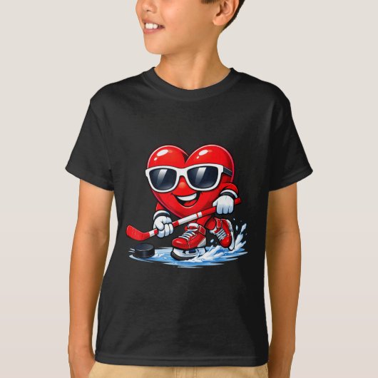 T-shirt Funny Heart Playing Hockey Apparel  (Devant)