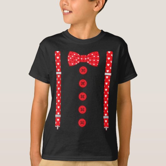 T-shirt Funny Hearts Bow Tie Suspenders Valentine's Day Co (Devant)