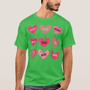 T-shirt Funny Hearts Teach Love Inspire Womens Teacher Val