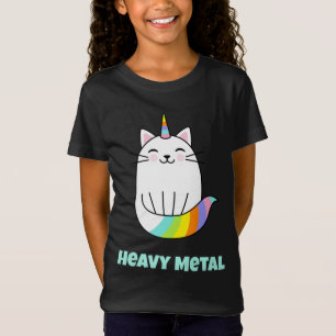 T-Shirt Funny heavy metal unicorne arc-en-ciel chat