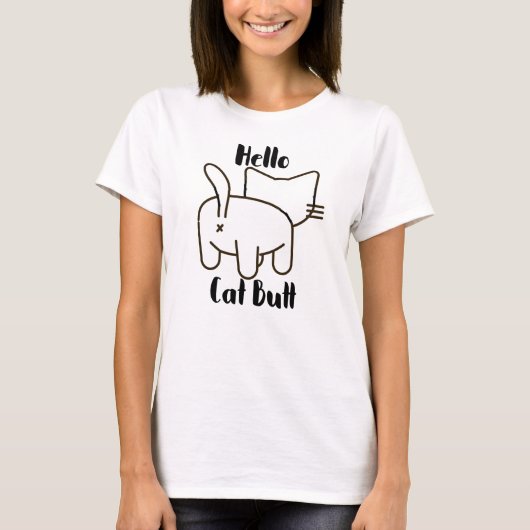 T-shirt Funny Hello Chat Butt (Devant)