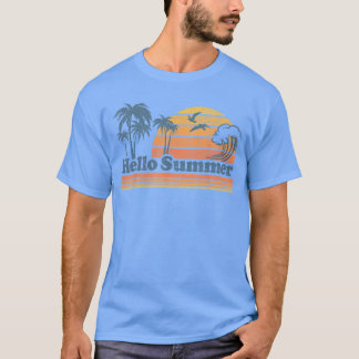 T-shirt Funny Hello Summer Vacation Beach Vintage les anné