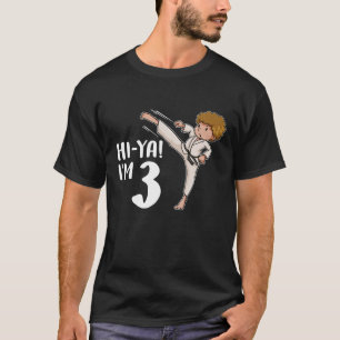 T-shirt Funny Hi-Ya I'm 3 Birhday Karate Black Belt Martia