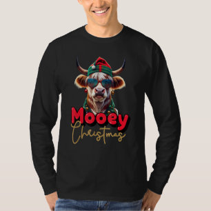 T-shirt Funny Highland Cow Moey Noël Scottish Family