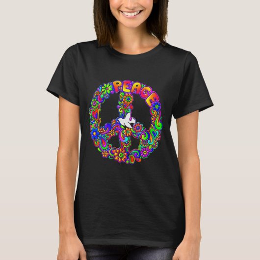 T-shirt Funny Hipe Flower Wer Peace Sign Tee  (Devant)