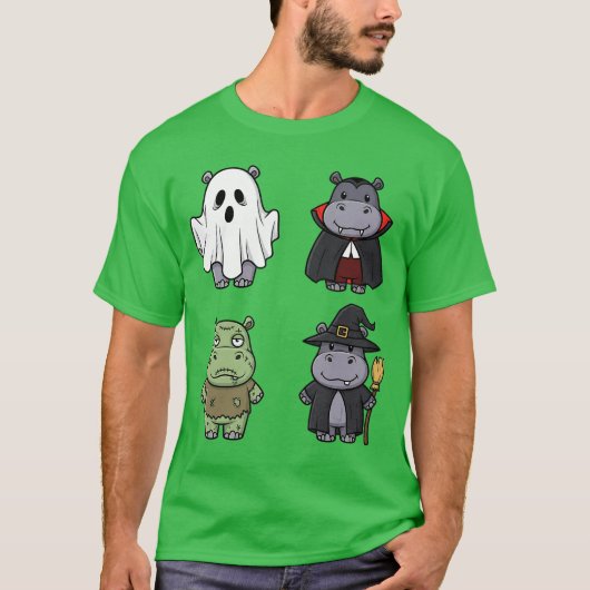 T-shirt Funny Hippo Spooky Ghost Boo Horror Pumpkin Hippo  (Devant)