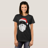 T-shirt Funny Hipster Santa Face With Hat Beard &amp; Gles (Devant entier)