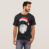 T-shirt Funny Hipster Santa Face With Hat Beard &amp; Gles (Devant entier)