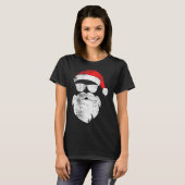 T-shirt Funny Hipster Santa Face With Hat Beard &amp; Gles (Devant entier)