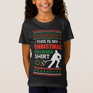 T-Shirt Funny Hockey sur glace Pajama de Noël laid X Mas S