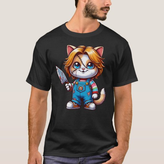 T-shirt Funny Horror Halloween Chuckie Cat (Devant)