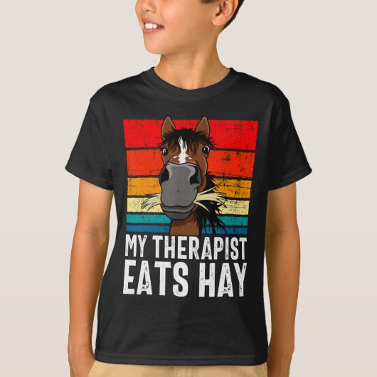 T-shirt Funny Horse My Therast Eats Hay Tee Hor  (Devant)