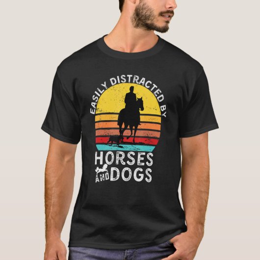 T-shirt Funny Horse Quote, Easily Distracted By Horses And (Devant)