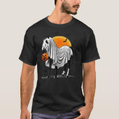 T-shirt Funny Horse With Jackolantern Ghost Halloween Ride (Devant)