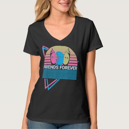 T-shirt Funny Hot Dog Hotdog Retro Friends Forever (Devant)