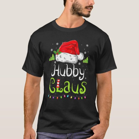 T-shirt Funny Hubby Claus Noël Pyjama Chapeau de Père Noël (Devant)