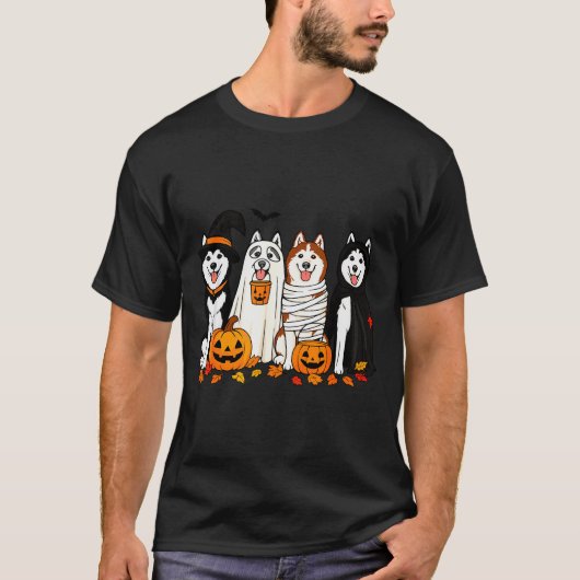 T-shirt Funny Husky Ghost Dogs Halloween Dog Soky (Devant)