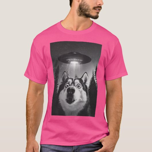 T-shirt Funny Husky Ufo Selfie (Devant)