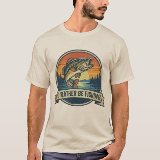 T-shirt Funny I'd Rather Be Fishing (Devant)