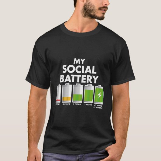 T-shirt Funny Introvert Cadeau Mon Batterie Sociale Avec L (Devant)