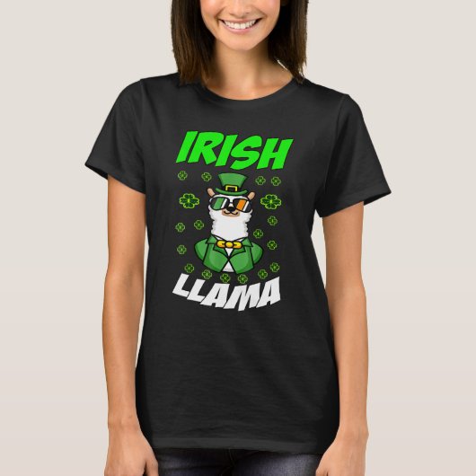 T-shirt Funny Irish Llama Alpaca Face mignonne St Patrick  (Devant)