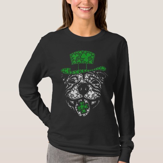 T-shirt Funny Irish Pitbull Shamrock Green Casquette St Pa (Devant)