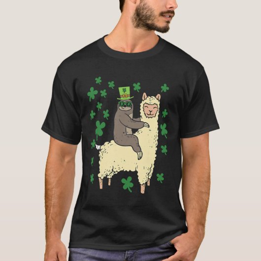 T-shirt Funny Irish Sloth Llama St patrick (Devant)