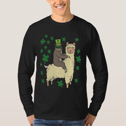 T-shirt Funny Irish Sloth Llama St patrick (Devant)