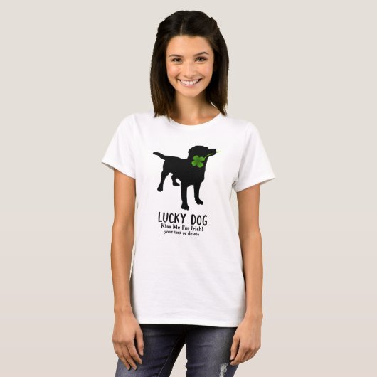 T-shirt Funny Irish St. Patrick's Day Black Lab Lucky Dog (Devant entier)