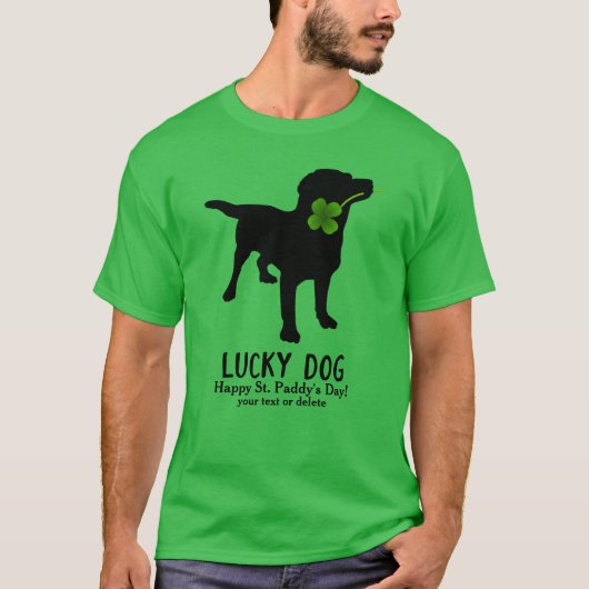 T-shirt Funny Irish St. Patrick's Day Black Lab Lucky Dog (Devant)