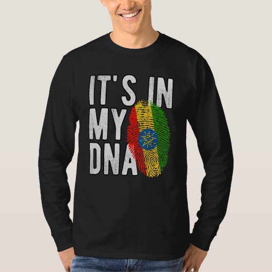 T-shirt Funny it's in my DNA Ethiopia flag Fingerprint (Devant)