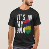 T-shirt Funny it's in my DNA Mauritius flag Fingerprint (Devant)