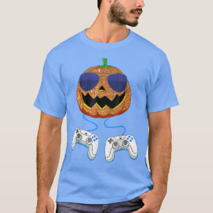 T-shirt Funny Jack O Lantern Video Games Men Boys Gamer Ha