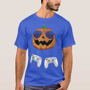 T-shirt Funny Jack O Lantern Video Games Men Boys Gamer Ha