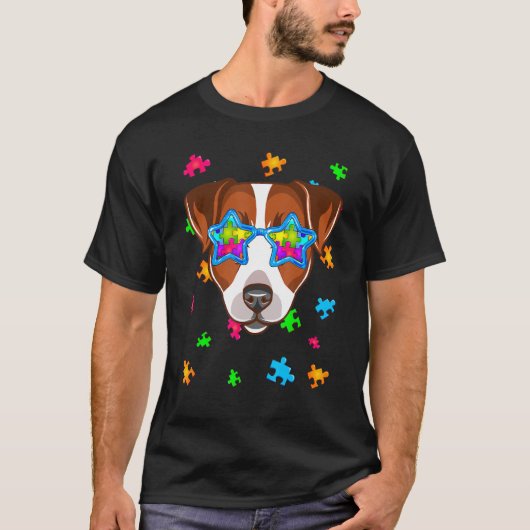 T-shirt Funny Jack Russell Terrier Puzzle Sensibilisation  (Devant)