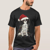 T-shirt Funny Japanese Chin Christmas Graphics Dog Lights  (Devant)