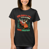 T-shirt Funny Jesus Santa The Boys Are Back In Town Merry  (Devant)