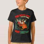 T-shirt Funny Jesus Santa The Boys Are Back In Town Merry (Devant)