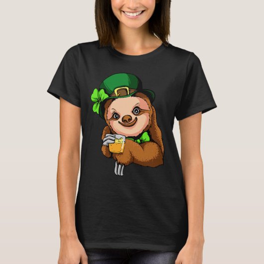 T-shirt Funny Jour de la Saint Patrick Leprechaun Sloth (Devant)